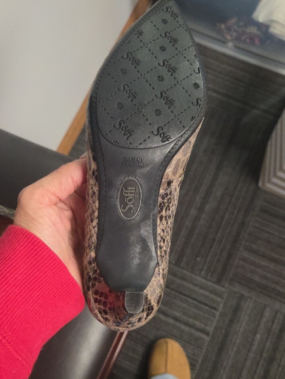 Sofft Snake-Print Pointed Flats in Gray and Brown - Picture 6 of 7